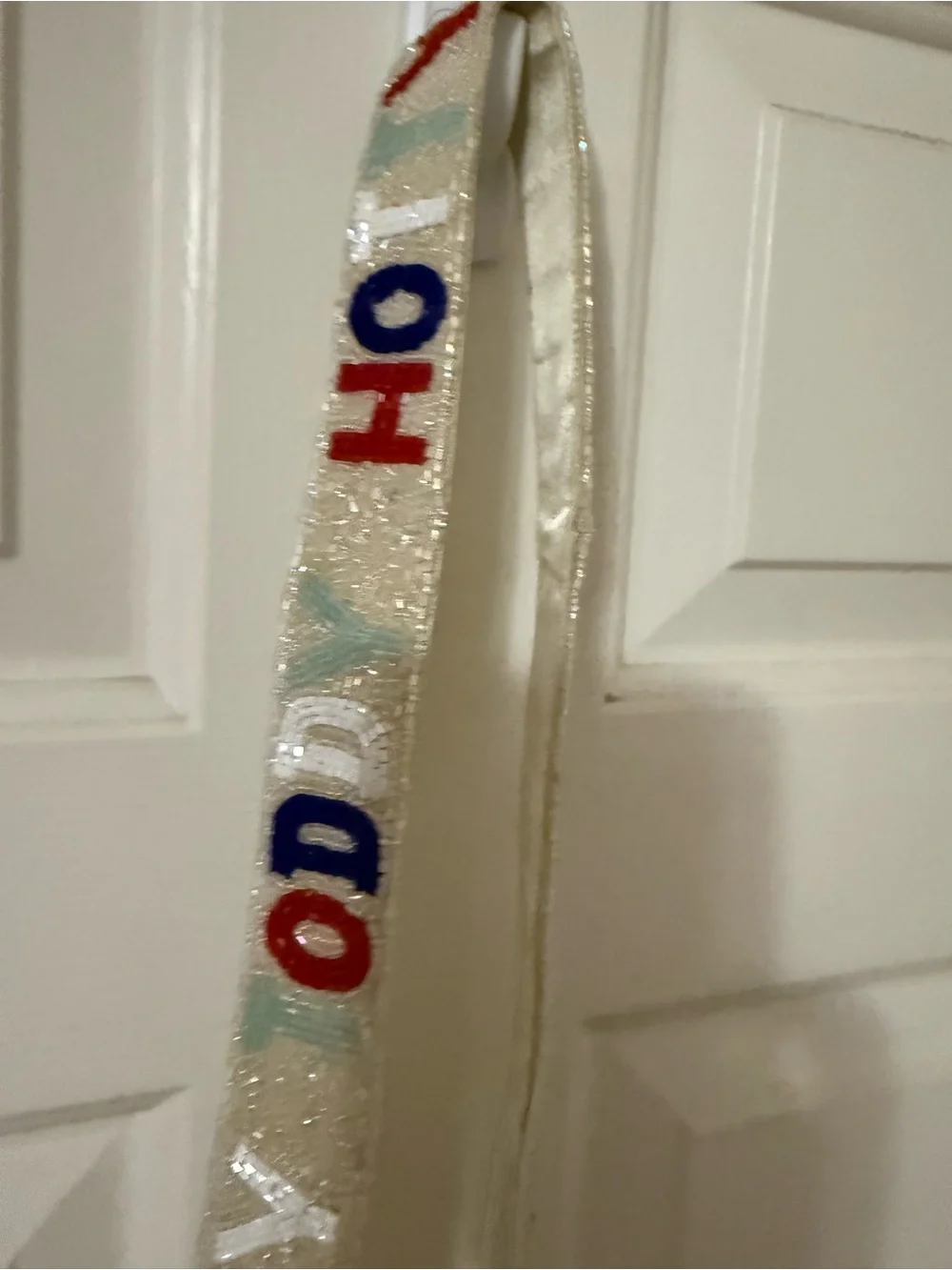Moyna Beaded Strap with 'Hotty Toddy’ Beaded Design - Cream
